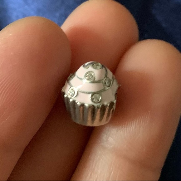 Retired Rare Pandora Pink Cupcake Bead Charm w/ CZ Stones EUC - Picture 3 of 8